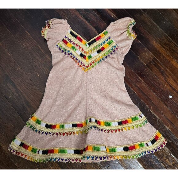 Vintage Handmade Bohemian Pink Glitter Embroidered Dress - Picture 15 of 15